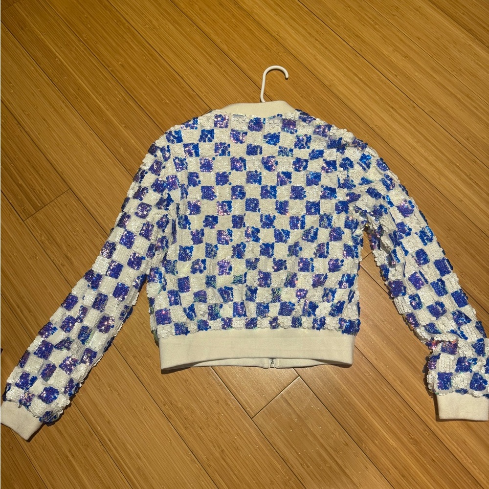 Forever 21 Blue and Purple Sequin Bomber Jacket - Picture 3 of 5